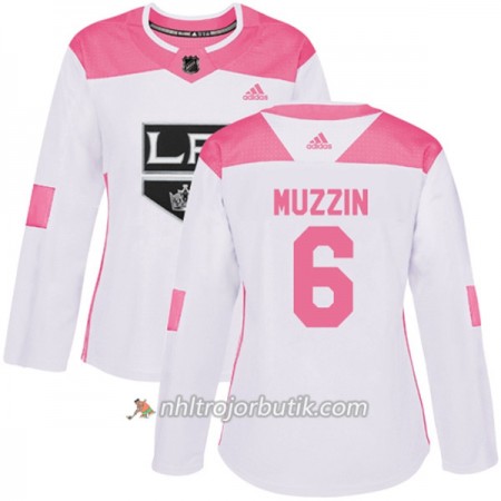 Dame Ishockey Los Angeles Kings Tröja Jake Muzzin 6 Adidas 2017-2018 Vit Rosa Fashion Authentic